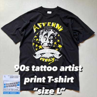 90s tattoo artist print T-shirt “size L” 90年代 タトゥーアーティスト プリントTシャツ | Vintage.City 古着屋、古着コーデ情報を発信