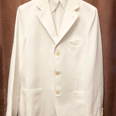MADE IN ITALY製 CARACCIOLO NAPOLI コットンテーラードジャケット ホワイト 48サイズ | Vintage.City 빈티지숍, 빈티지 코디 정보