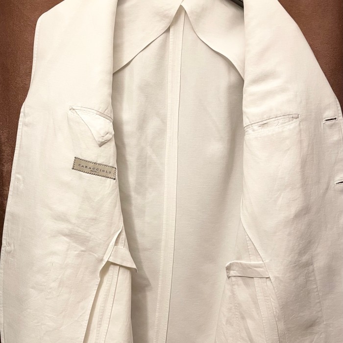 MADE IN ITALY製 CARACCIOLO NAPOLI コットンテーラードジャケット ホワイト 48サイズ | Vintage.City 古着屋、古着コーデ情報を発信
