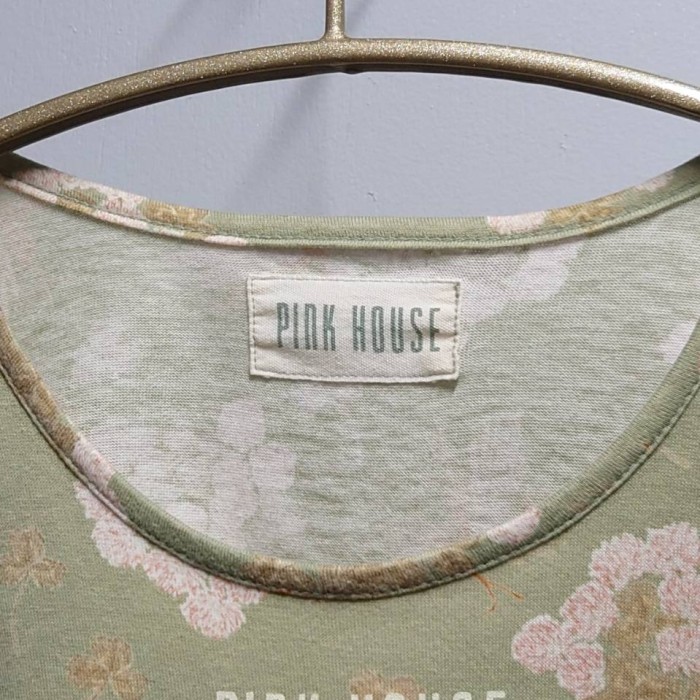 90’s PINK HOUSE 花柄 Tシャツ ダスティーグリーン S-M相当 半袖 総柄 ピンクハウス | Vintage.City 古着屋、古着コーデ情報を発信
