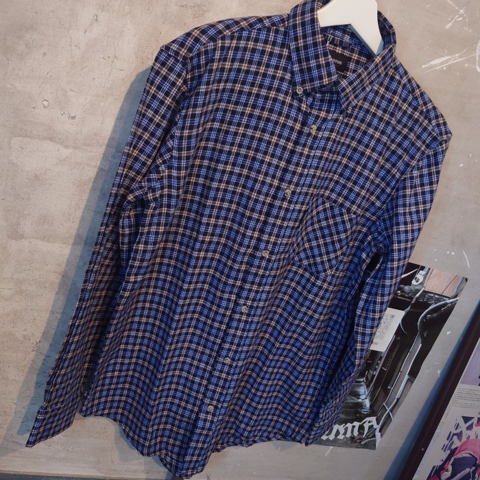 FIRST DOWN(ファーストダウン)　チェックシャツ　Mサイズ　ブルー系　ポリエステル他　バングラデッシュ　1640- | Vintage.City 빈티지숍, 빈티지 코디 정보