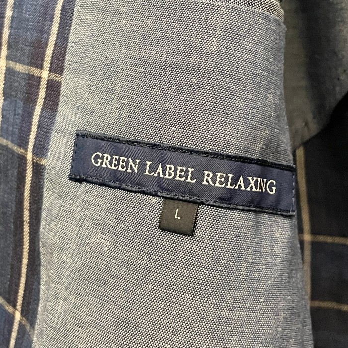 GREEN LABEL RELAXING チェック柄リネンテーラードジャケット ブルー×ネイビー Lサイズ | Vintage.City 古着屋、古着コーデ情報を発信