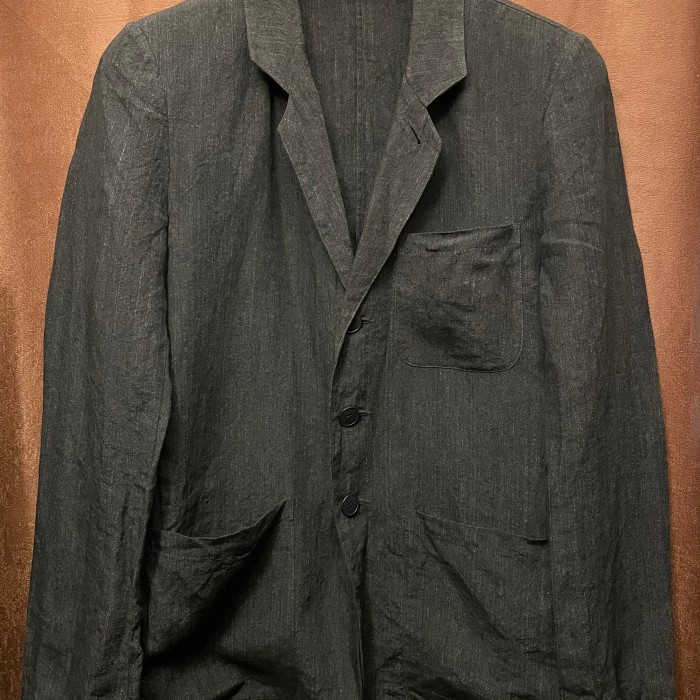 MADE IN FRANCE製 agnès b. リネンテーラードジャケット チャコールグレー 44サイズ | Vintage.City 빈티지숍, 빈티지 코디 정보