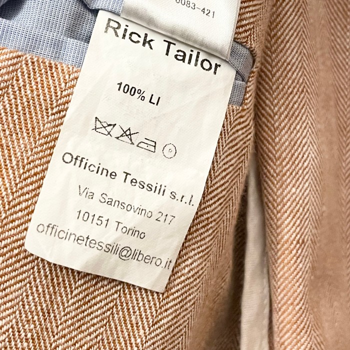 【BEAMS取り扱い】 MADE IN ITALY製 Mr.Rick Tailor リネンテーラードジャケット オレンジ 46サイズ | Vintage.City 古着屋、古着コーデ情報を発信