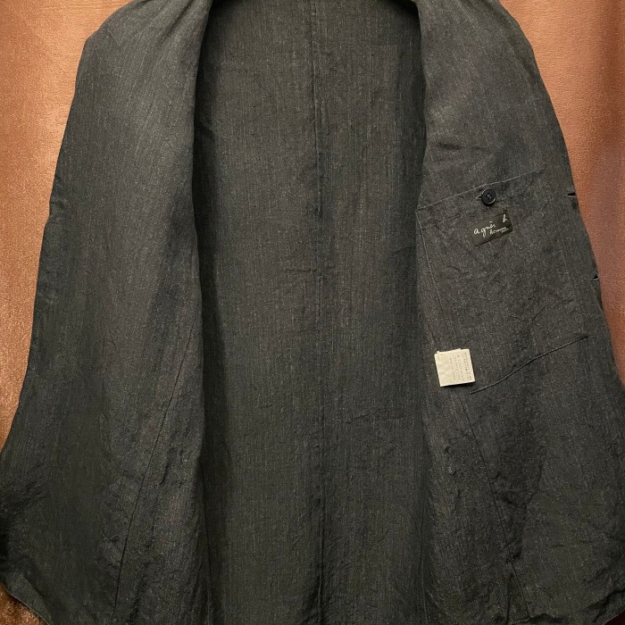MADE IN FRANCE製 agnès b. リネンテーラードジャケット チャコールグレー 44サイズ | Vintage.City 빈티지숍, 빈티지 코디 정보