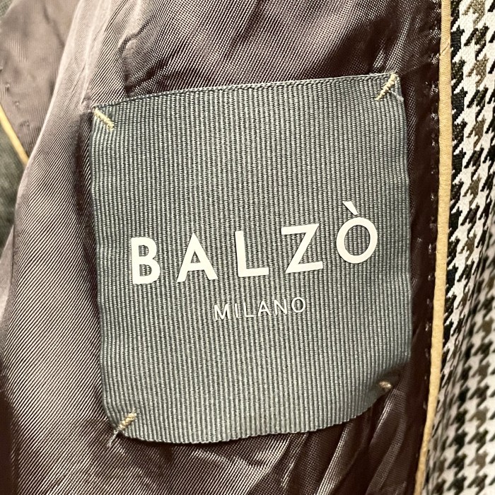 MADE IN ITALY製 BALZO 千鳥格子柄ニットテーラードジャケット マルチカラー 50サイズ | Vintage.City 古着屋、古着コーデ情報を発信