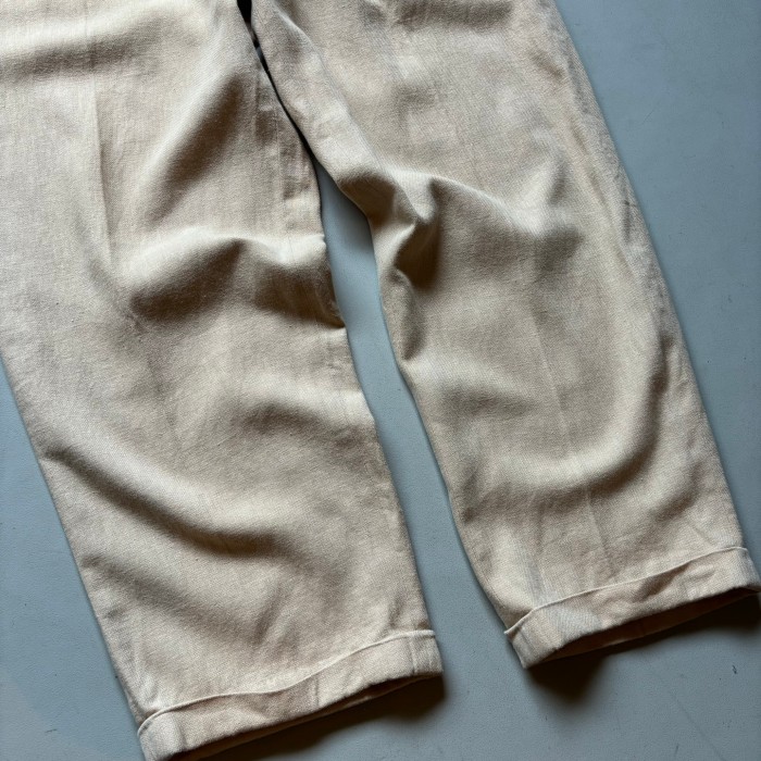 80s〜90s polo Ralph Lauren 2tuck linen×cotton slacks “32×30” 80年代後期〜90年代初頭 ラルフローレン 2タックリネンコットンスラックス ピンクベージュ | Vintage.City 古着屋、古着コーデ情報を発信