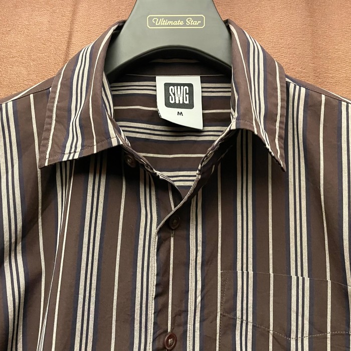 MADE IN JAPAN製 SWAGGER 長袖ストライプシャツ ブラウン Mサイズ | Vintage.City 빈티지숍, 빈티지 코디 정보