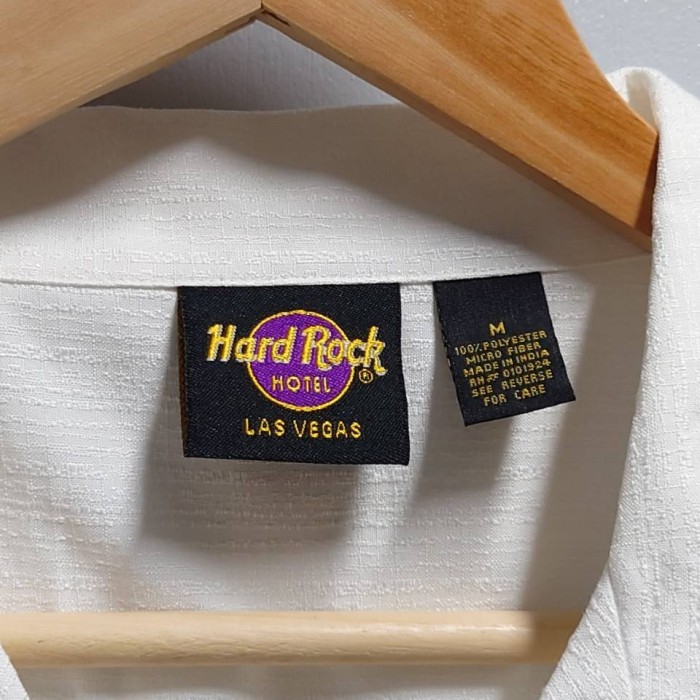90’s Hard Rock HOTEL “LAS VEGAS” プリント入り ハワイアン シャツ ホワイト M 半袖 アロハ | Vintage.City 古着屋、古着コーデ情報を発信