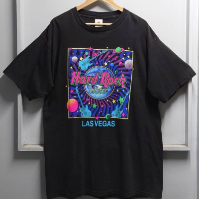 90’s Hard Rock HOTEL “LAS VEGAS” USA製 スペースプリント Tシャツ ブラック L/XL 半袖 | Vintage.City 古着屋、古着コーデ情報を発信