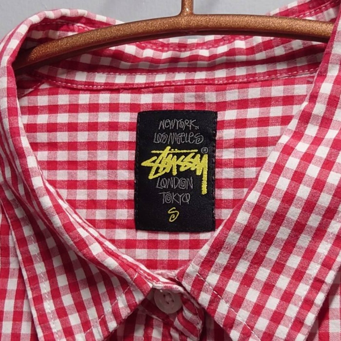 STUSSY ギンガムチェック 刺繍入り シャツワンピース S 半袖 | Vintage.City 古着屋、古着コーデ情報を発信