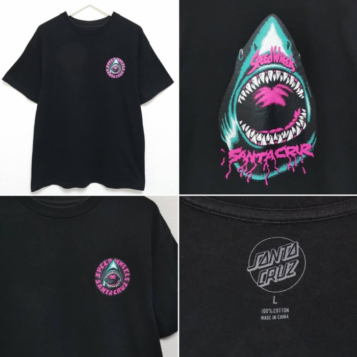 L SANTA CRUZ シャーク Tシャツ SPEED WHEELS サメ 黒 | Vintage.City 빈티지숍, 빈티지 코디 정보