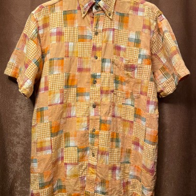 90s CHAPS RALPH LAUREN 半袖ボタンダウンパッチワークシャツ オレンジ Mサイズ | Vintage.City 古着屋、古着コーデ情報を発信
