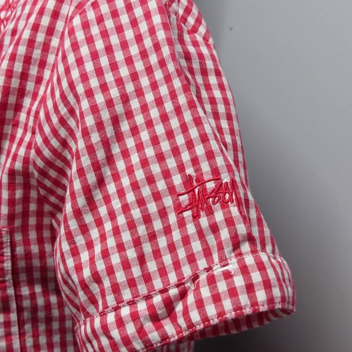 STUSSY ギンガムチェック 刺繍入り シャツワンピース S 半袖 | Vintage.City 古着屋、古着コーデ情報を発信