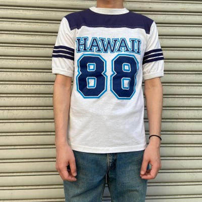 80s USA製 ナンバリングフットボールTシャツ ハワイロゴ 88 白 紺 M | Vintage.City 古着屋、古着コーデ情報を発信