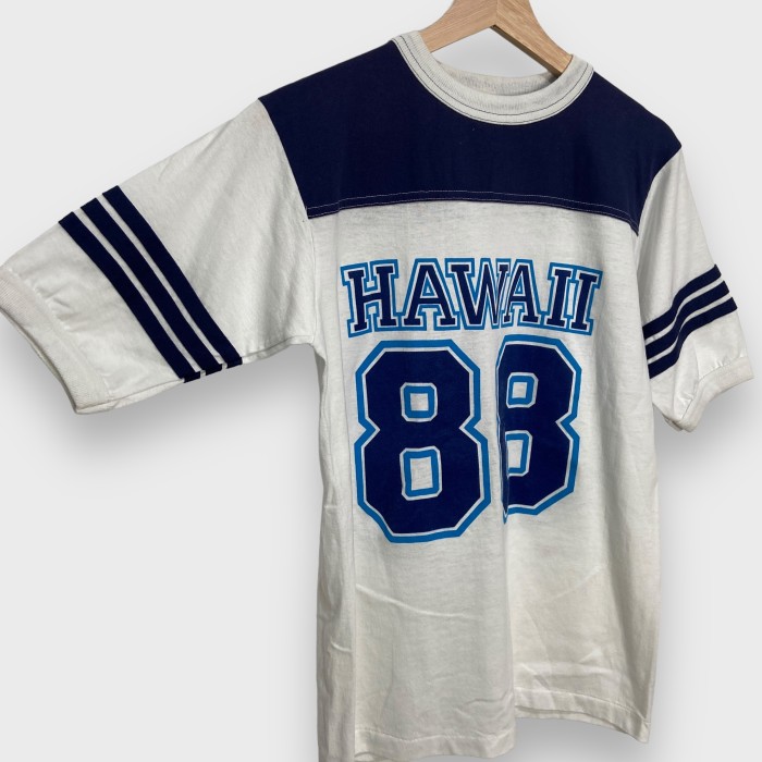 80s USA製 ナンバリングフットボールTシャツ ハワイロゴ 88 白 紺 M | Vintage.City 古着屋、古着コーデ情報を発信
