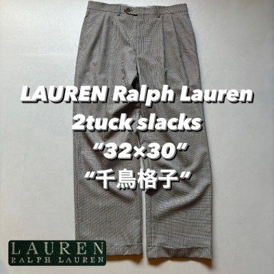 LAUREN Ralph Lauren 2tuck slacks “32×30” “千鳥格子” ローレンラルフローレン 2タックスラックス サマーウール | Vintage.City 빈티지숍, 빈티지 코디 정보