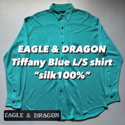 EAGLE & DRAGON Tiffany Blue L/S shirt “silk100%” イーグル&ドラゴン ティファニーブルー 長袖シャツ シルクシャツ | Vintage.City 빈티지숍, 빈티지 코디 정보