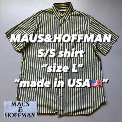 MAUS&HOFFMAN S/S shirt “size L” “made in USA🇺🇸” アメリカ製 半袖シャツ ストライプシャツ ボタンダウン | Vintage.City 빈티지숍, 빈티지 코디 정보