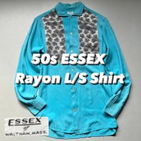 50s ESSEX Rayon L/S Shirt 50年代 レーヨンシャツ ヴィンテージシャツ ターコイズブルー 長袖シャツ | Vintage.City 빈티지숍, 빈티지 코디 정보