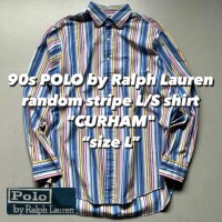 90s POLO by Ralph Lauren random stripe L/S shirt “CURHAM" “size L” 90年代 ポロラルフローレン ラルフ ランダムストライプ シャツ | Vintage.City 빈티지숍, 빈티지 코디 정보