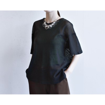 Vintage Black Mesh Tshirt Made in ITALY | Vintage.City 古着屋、古着コーデ情報を発信