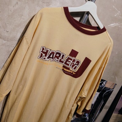 HARLEM U　カレッジ　リンガーtシャツ　XLサイズ　コットン　ベージュ×ブラウン　CHINA　2834 | Vintage.City 古着屋、古着コーデ情報を発信