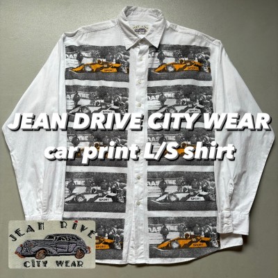 JEAN DRIVE CITY WEAR car print L/S shirt  車プリント フロントデザイン 白シャツ 長袖シャツ | Vintage.City 古着屋、古着コーデ情報を発信