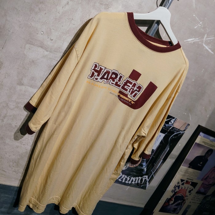 HARLEM U　カレッジ　リンガーtシャツ　XLサイズ　コットン　ベージュ×ブラウン　CHINA　2834 | Vintage.City 빈티지숍, 빈티지 코디 정보