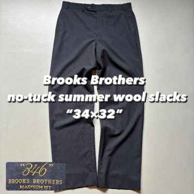 Brooks Brothers  no-tuck summer wool slacks “34×32” ブルックスブラザーズ ノータックスラックス 黒スラックス サマーウール | Vintage.City 古着屋、古着コーデ情報を発信