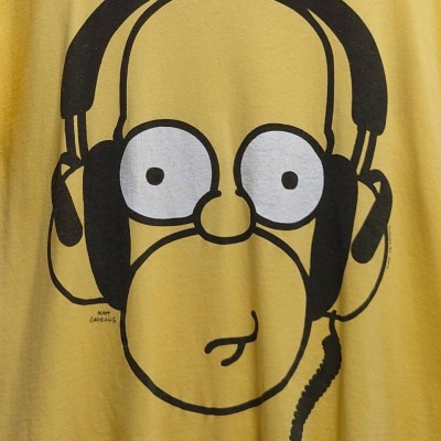 2009’s The Simpsons Big Face Headphones Tシャツ イエロー L 半袖 2000年代 | Vintage.City 빈티지숍, 빈티지 코디 정보