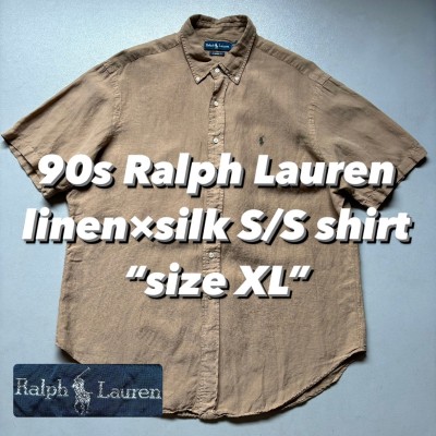 90s Ralph Lauren linen×silk S/S shirt “size XL” 90年代 ラルフローレン リネンシルクシャツ 半袖シャツ | Vintage.City 빈티지숍, 빈티지 코디 정보