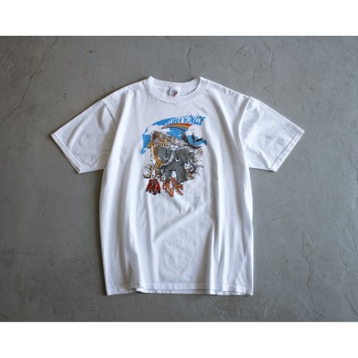 1990s Vintage Animal Print White Tshirt Made in USA | Vintage.City 古着屋、古着コーデ情報を発信