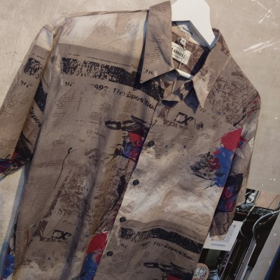 MASSOTI　半袖柄シャツ　Mサイズ　グレー系　ITALY　コットン、ビスコース　2857 | Vintage.City 古着屋、古着コーデ情報を発信
