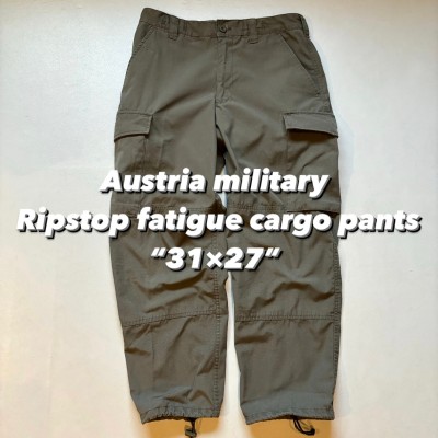 Austria military Ripstop fatigue cargo pants “31×27” オーストリア軍 リップストップ ファティーグカーゴパンツ カーキ 近代ミリタリー | Vintage.City 빈티지숍, 빈티지 코디 정보