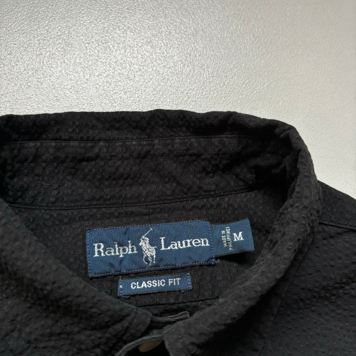 90s Ralph Lauren S/S seersucker shirt “size M” 90年代 ラルフローレン 半袖シャツ シアサッカー 黒 ブラック 同色刺繍 | Vintage.City Vintage Shops, Vintage Fashion Trends