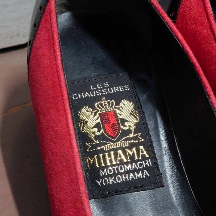 MIHAMA ローヒール リボン パンプス レッド×ブラック 23cm | Vintage.City 古着屋、古着コーデ情報を発信