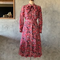 ビビッドピンクの花柄リボンワンピース　昭和レトロ | Vintage.City 古着屋、古着コーデ情報を発信