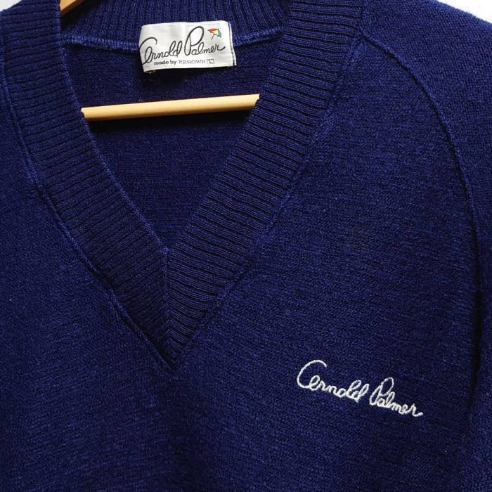 90’s Arnold Palmer ロゴ刺繍 Vネック ウール ニットセーター | Vintage.City 古着屋、古着コーデ情報を発信