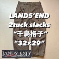 LANDS’END 2tuck slacks “千鳥格子” “32×29” ランズエンド 2タックスラックス | Vintage.City 古着屋、古着コーデ情報を発信