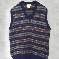 old " L.L.bean " fair isle pattern wool knit vest | Vintage.City 古着屋、古着コーデ情報を発信