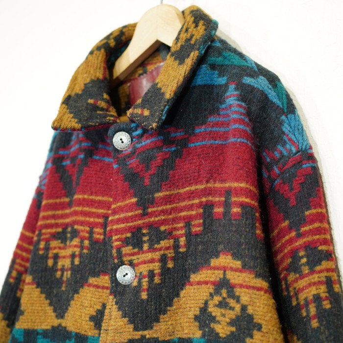 USA VINTAGE Woolrich NATIVE PATTERNED CONCHO BUTTON DESIGN WOOL JACKET/アメリカ古着ウールリッチネイティブ柄コンチョボタンデザインウールジャケット | Vintage.City 빈티지숍, 빈티지 코디 정보