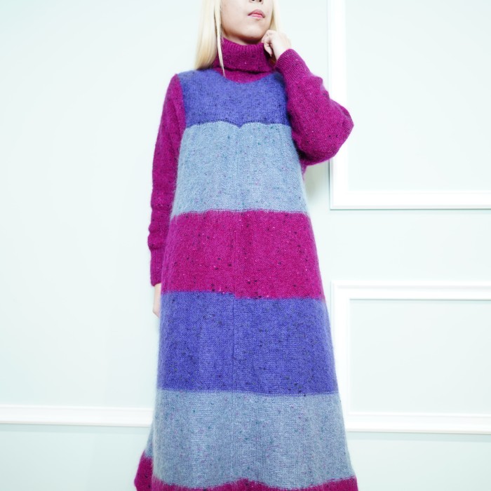 *SPECIAL ITEM* EU VINTAGE MULTI COLOR MOHAIR KNIT ONE PIECE MADE IN ITALY/ヨーロッパ古着マルチカラーモヘアニットワンピース | Vintage.City 古着屋、古着コーデ情報を発信