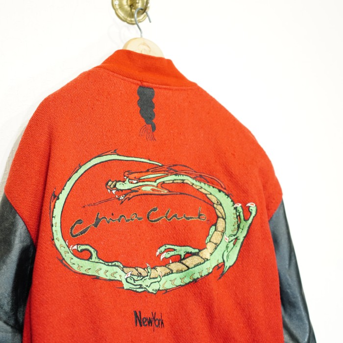 *SPECIAL ITEM* USA VINTAGE China Club DRAGON EMBROIDEY DESIGN LEATHER WOOL STADIUM JUMPER/アメリカ古着ドラゴン刺繍デザインレザーウールスタジャン | Vintage.City Vintage Shops, Vintage Fashion Trends