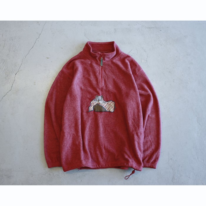 Vintage Cat Embroidery Halfzip Fleece Jacket | Vintage.City 빈티지숍, 빈티지 코디 정보