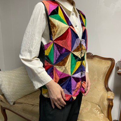 Vintage Silk Vest Multi Color | Vintage.City 古着屋、古着コーデ情報を発信