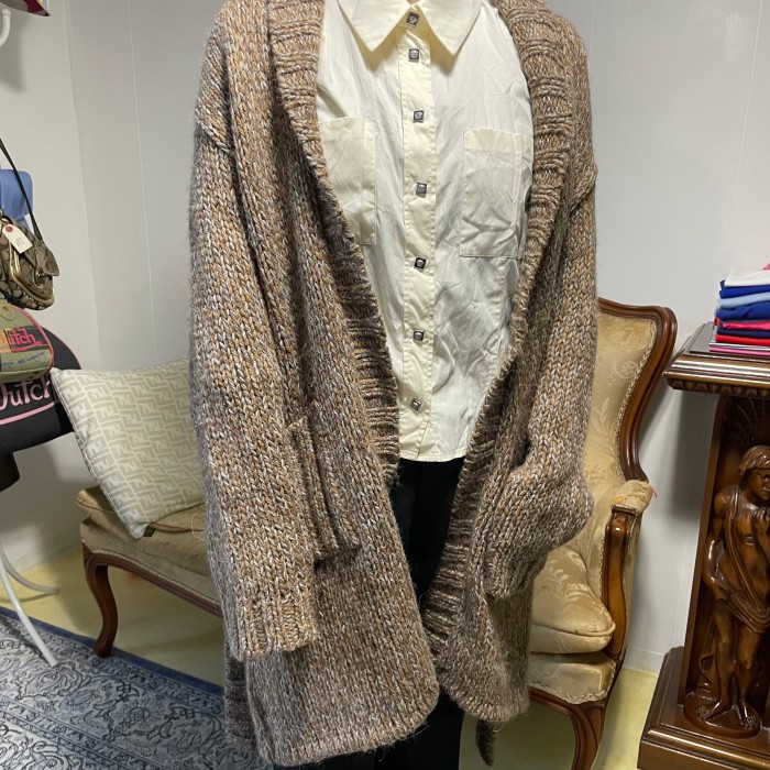 Agnes b Knit Long Cardigan Alpaca made in France | Vintage.City 빈티지숍, 빈티지 코디 정보