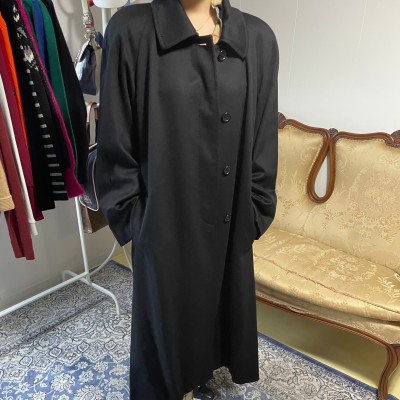 Piacenza Cashmere 100% Long Coat Black made in Italy | Vintage.City 빈티지숍, 빈티지 코디 정보