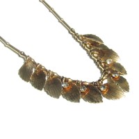 70s Vintage gold tone leaf motif rhinestone necklace | Vintage.City 빈티지숍, 빈티지 코디 정보