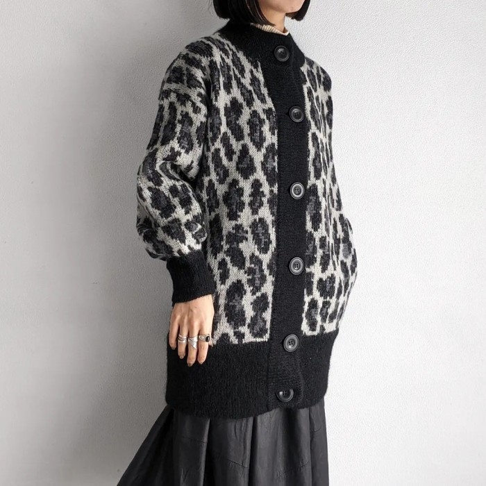 leopard pattern knit cardigan | Vintage.City 古着屋、古着コーデ情報を発信
